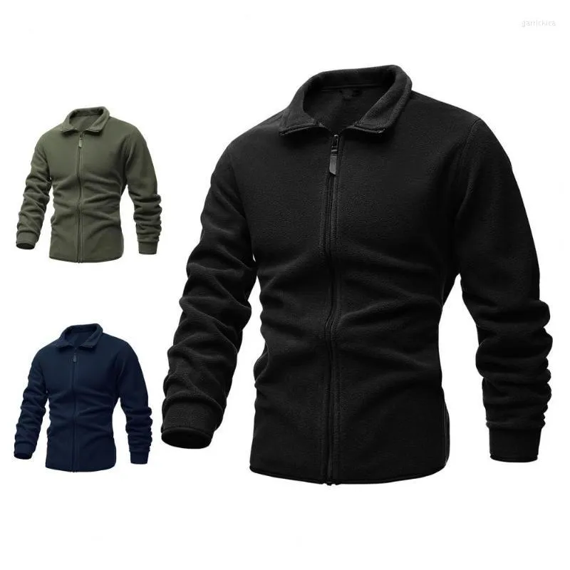 Vestes pour hommes Zipper Jacket Men Solid Color Top Slim Sporty Double Face Fleece