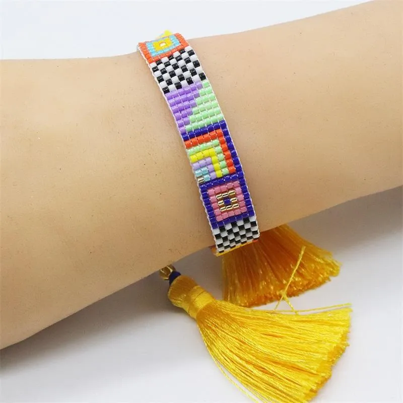 Armband Zhongvi Boho Multicolored Armband för kvinnor Miyuki Fröpärlor Vävda armband för Lady Justerbara Pulseras Mujer Modas smycken