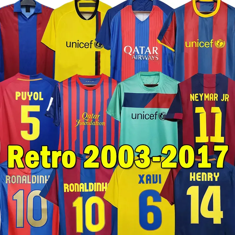 Retro Barcelona Soccer Jerseys Barca 96 97 08 09 10 11 Xavi Ronaldinho Ronaldo Rivaldo Guardiola Iniesta Finals Classic Maillot de Foot 12 13 14 15 16 17 Football Shirts