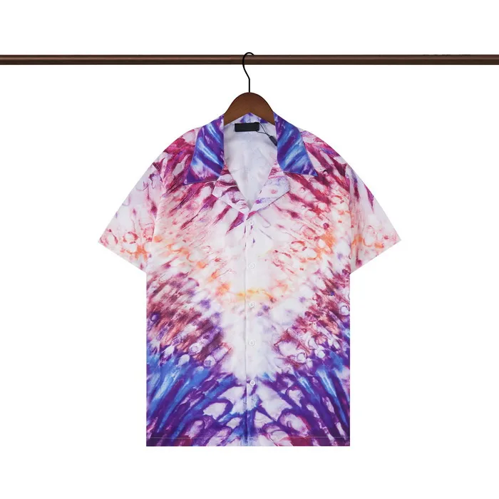 MENS DESIGNER Luxury Dress Shirts Silk Shirt lyxkläder Kort ärmbokstäver Clowers Print Casual Summer Collar Mix Colors Storlek M-3XL A08