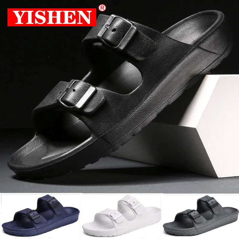 Sandali YISHEN Per Uomo Pantofole Doppia Fibbia Slide EVA Spiaggia Estate Scarpe Casual Appartamenti Unisex Jelly 230520