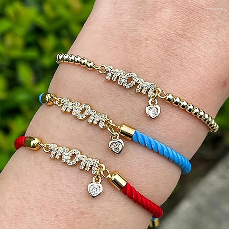 Bedelarmbanden mode gouden kleur verstelbare kettingbunge eenvoudige charmante zirkoon moeder hanger voor vrouwen moederdag sieradencadeau