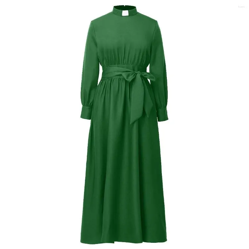 Women's Purple Long Gown with White Collar and Bow