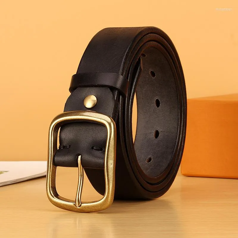 Bälten 2023 Kohude Men's Belt Top Layer Calf Leather Copper Buckle Casual High Quality