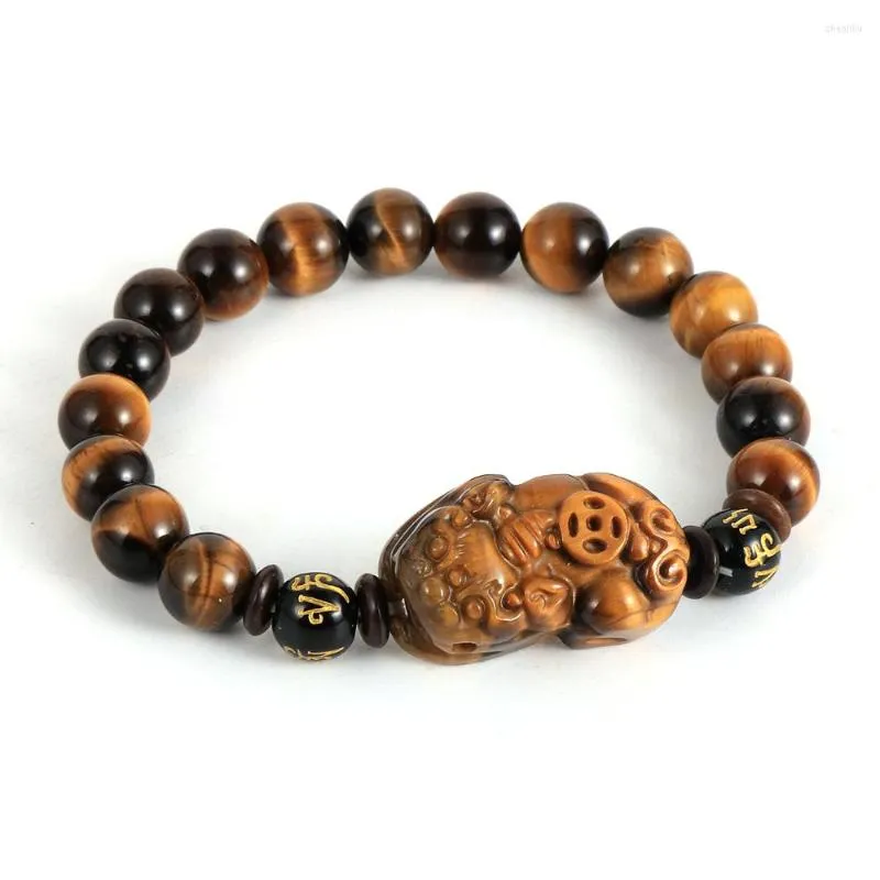 Brin Feng Shui Inde Onyx Oeil de Tigre Pierre Perles Brave Troupes Charme Bracelet Pixiu Richesse Bonne Chance Bracelet Pour Hommes Femmes