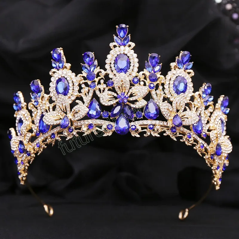 Flower Crystal Crowns for Women Wedding Bridal Tiara Vintage Marriage Queen Festival Bride Hair Accessories