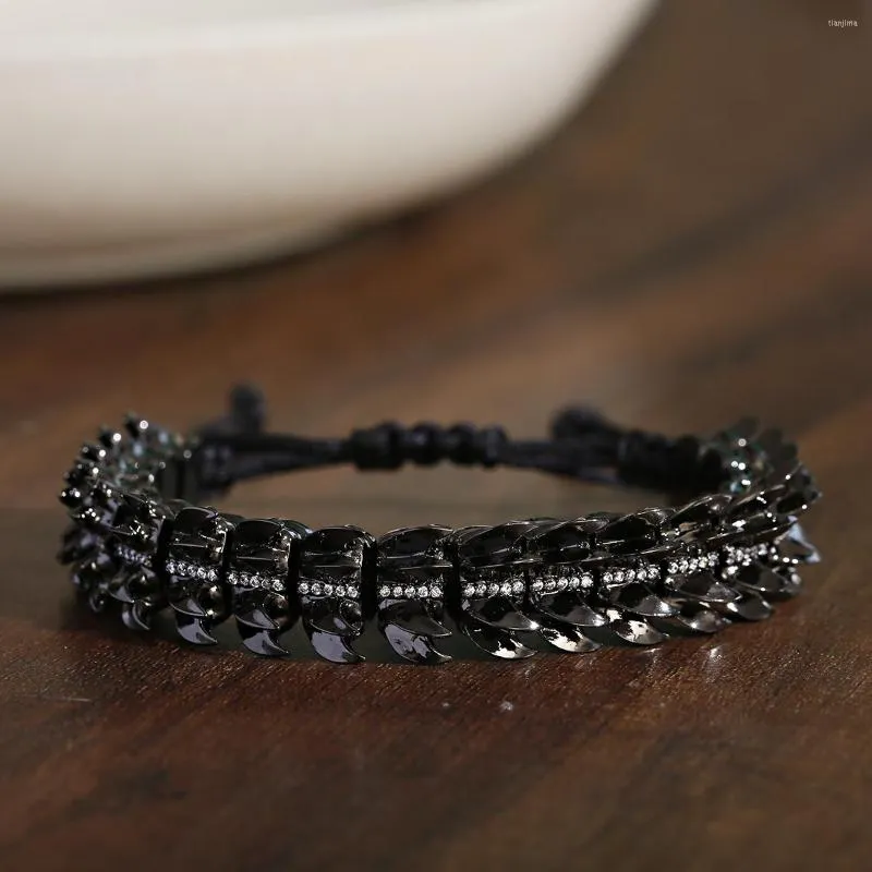 Strand Colorful Dragon Spine Bone Shaped Zircon Bracelet Punk Cuban  Handmade Creative Design High Quality Jewelry