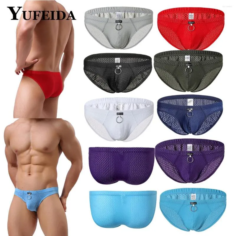 Cuecas yufeida mass cuecas roupas íntimas respiráveis ​​confortáveis ​​e sexy malha baixa biquíni biquíni gay homme calces bolsa de pênis