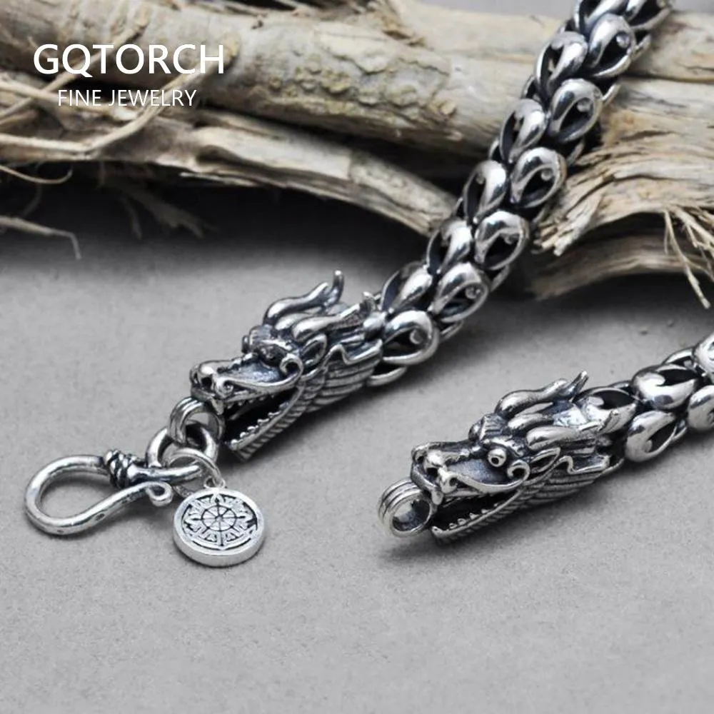 Necklaces 925 Sterling Silver Dragon Scales Necklaces Sweater Chain For Men Original Handmade Vintage Viking Male Accessories