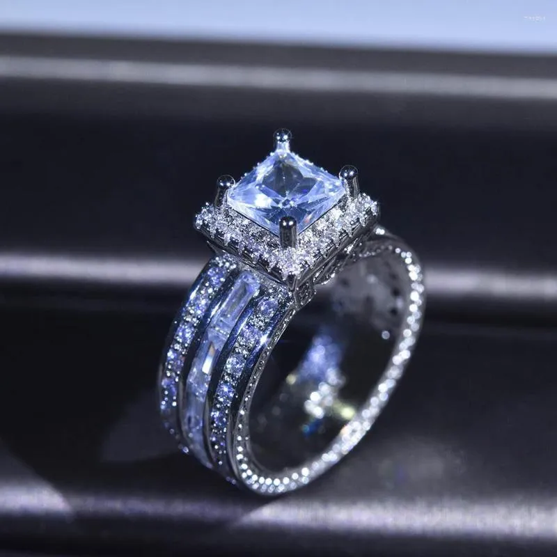 Ringos de cluster Diwenfu Solid 925 Sterling Silver Color Ring 2 S Jóias de diamante Gemstone Anilos de Bizuteria