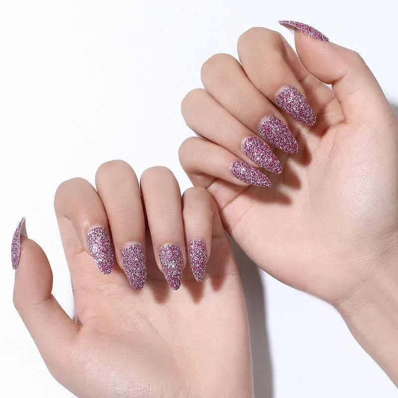 Purple glitter acrylic nails top
