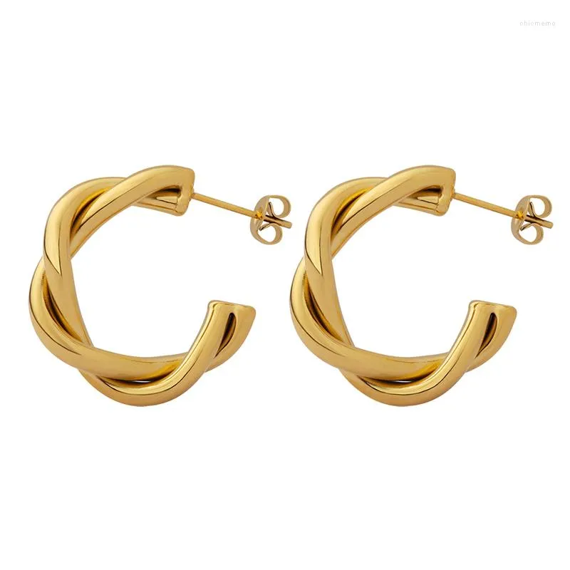 Boucles d'oreilles créoles mode et exquis en forme de C torsadé de haute qualité femmes en acier inoxydable cadeau bijoux en gros