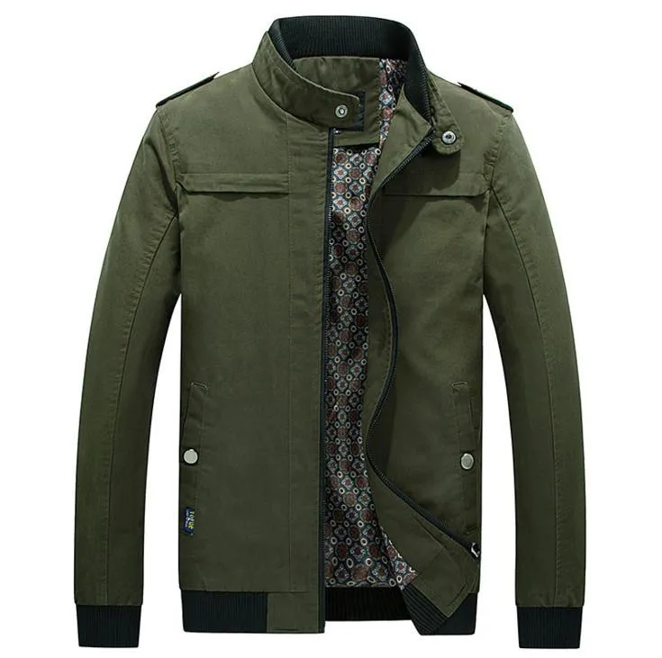 Herenjacks Big Size 4xl 2023 Spring Jacket Men Cotton Stand kraag dunne Casual Coats Slim Army Green en