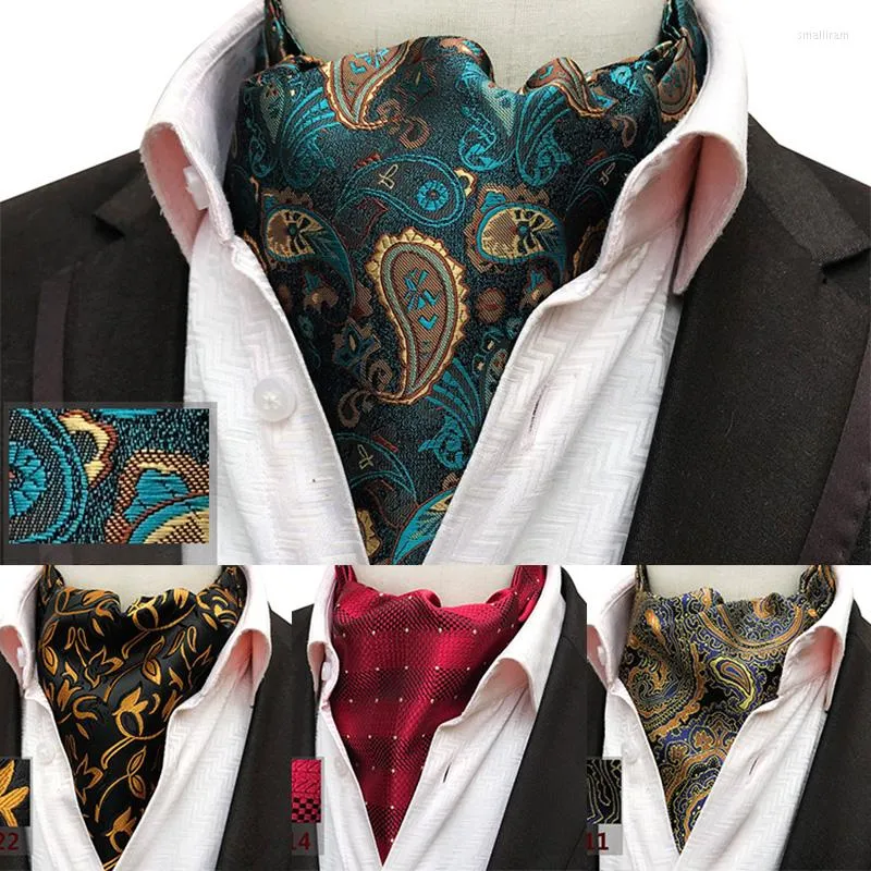 Bow Ties Rbocomen'in Klasik Paisley Ascot Ekose Çiçek Kravat Vintage Erkekler Düğün İş Modası Parrty Neckwear