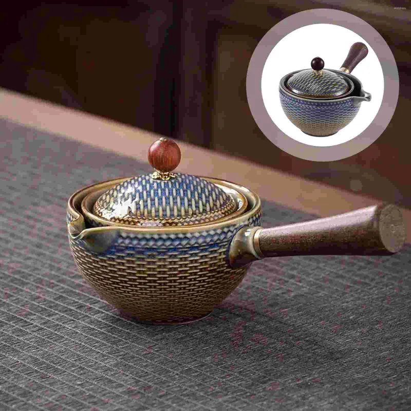 Ensembles de vaisselle en céramique poignée latérale pichet 360 Rotation théière bouilloire rotative ensemble chinois infuseur cadeaux tenu dans la main