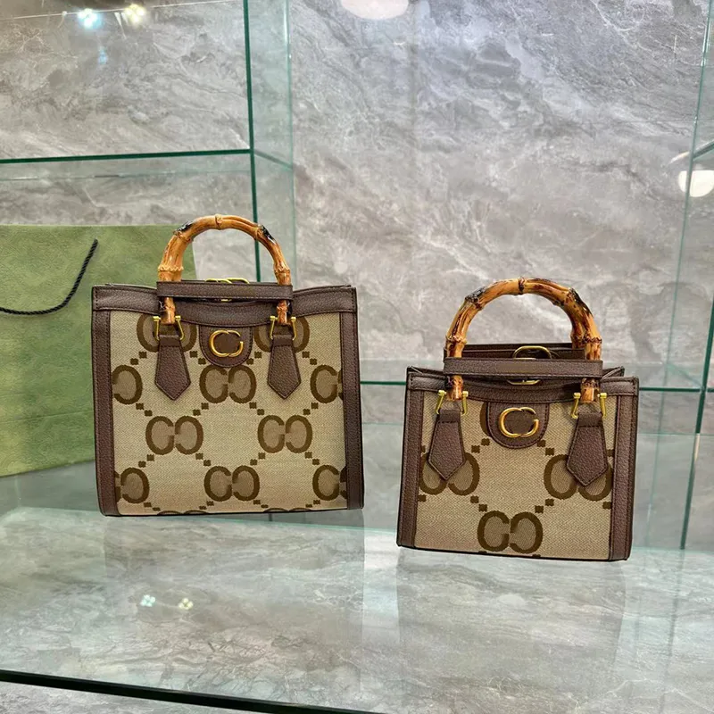 Designer di lusso Borsa a tracolla in bambù marrone Tote bag bicolore in pelle di coccodrillo Hardware doppio oro per donna 27CM-20CM