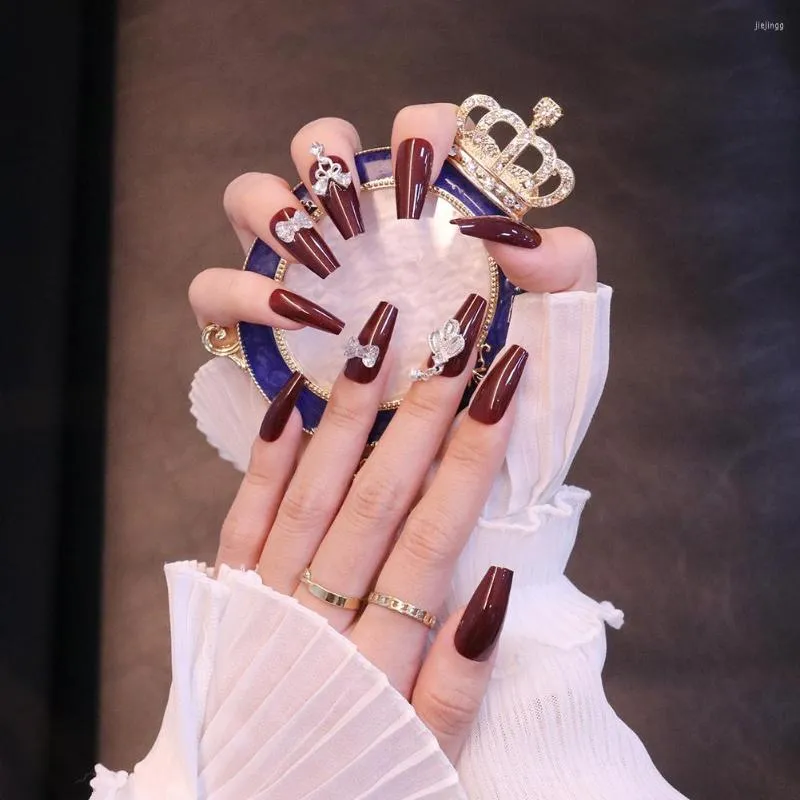 Fałszywe paznokcie Burgundowe długi bajkowy balet fałszywy sztuczny wygodny do noszenia manicure dla profesjonalnego zasilania salonu paznokci