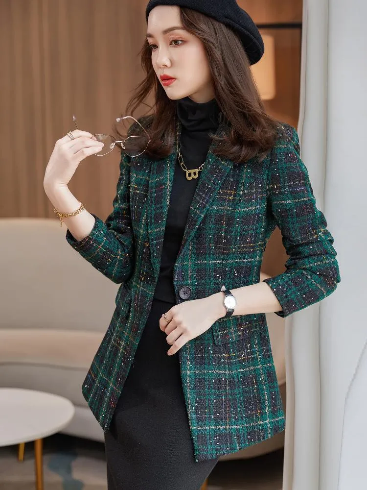 Women's plus size plaid blazer hotsell
