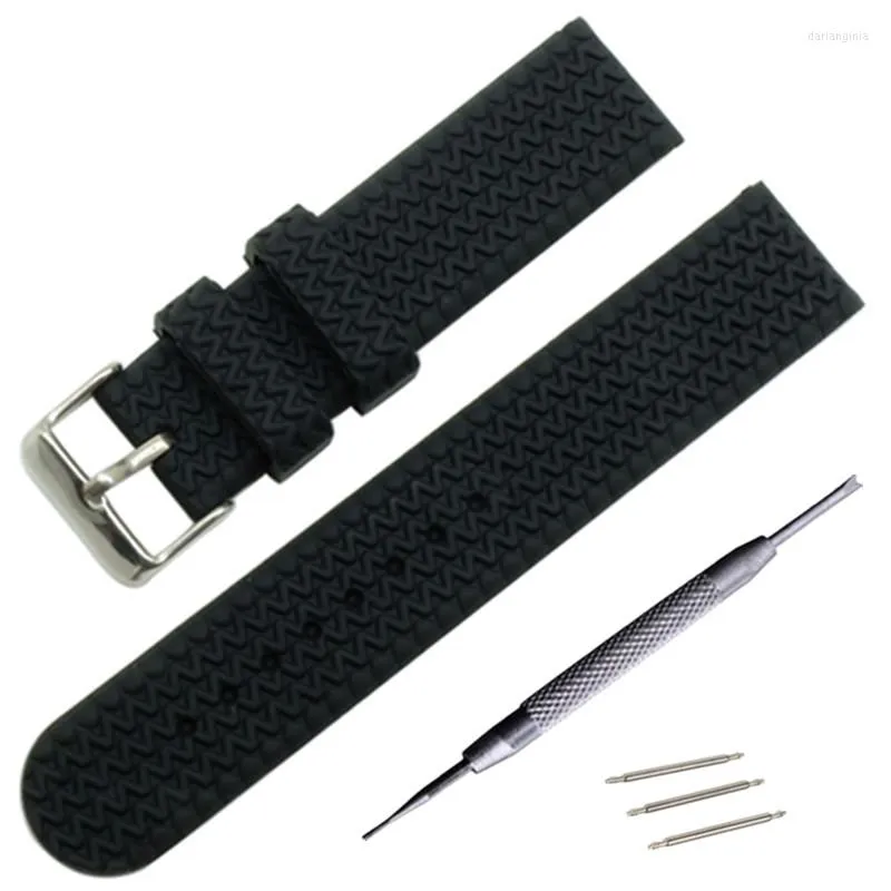 Watch Bands 16mm 18mm 20mm 22mm Men's Women's Silicone Rubber Strap Band Tread Waterproof Resin Thicken Buckle Tool