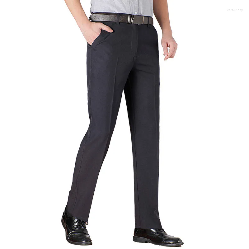 Costumes pour hommes Arrivée Hommes Casual Business Pantalons Hommes Mi-Longueur Douce Garniture Marque Pantalon Régulier Droite Noir Gris Grande Taille 30-40