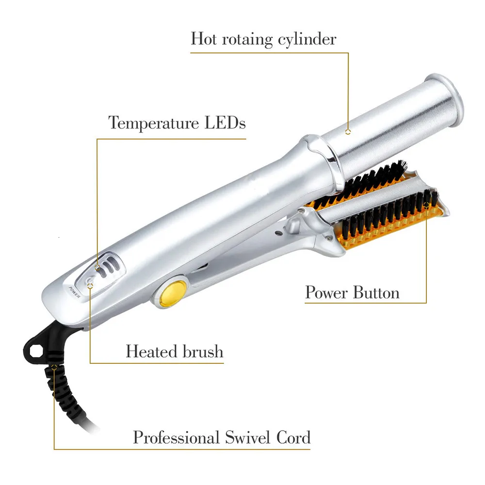 2 In 1 Electric Ceramic Ion Thermal Hairbrush With Max 2 Way Rotating Curler Straightener And Smoothing Brush 230520 From Zhi07 16.38 DHgate.Com
