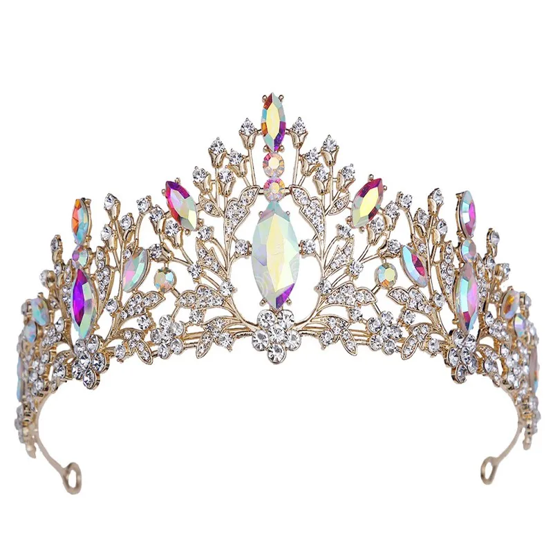 AB kleur tiara kroon voor bruiloft verjaardagsfeestje haar sieraden koningin bruids bruid kristal kroon haaraccessoires