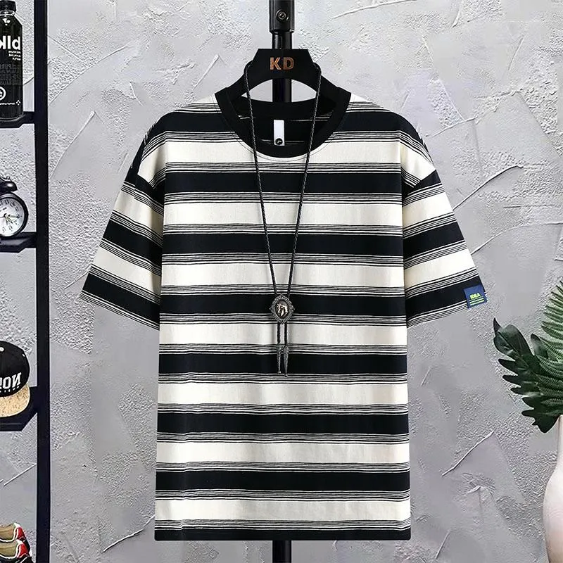 Men's T Shirts Fashion 2023 Summer Men's Stripe T-Shirt Casual Short Sleeve Punk Tees Streetwear Fitness Top Clothes Youth Hip Hop Funny