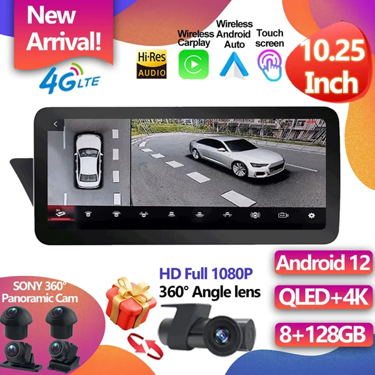 Voor Audi A4 A5 A5 2007-2009 8 Core Android 12 Systeem Auto Radio MMI 2G WiFi Sim Bt CarPlay DSP Audio GPS Navi Multimedia Player-6