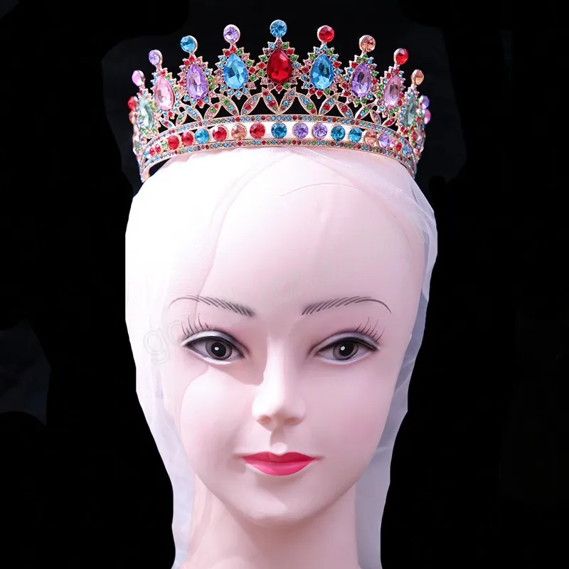 Dolce principessa colorato strass di cristallo corona di pietra diadema nuziale le donne accessori capelli da sposa costume