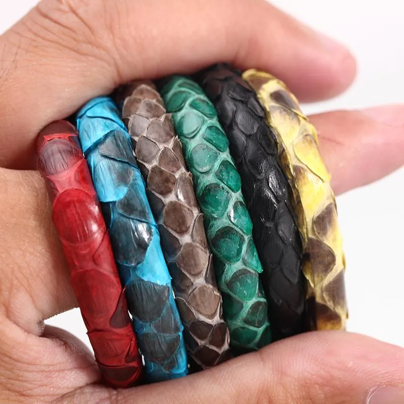 Bangle Snake Skin Cords For Jewely Making Supplies 6mm Längd 20 cm Färgglada sladdar för armband som gör mode läder grossistpartier