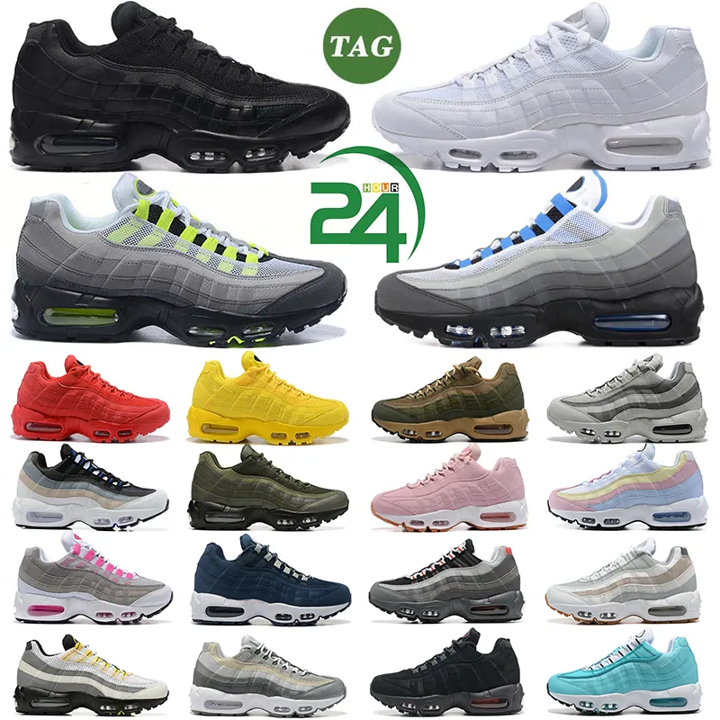 2023 heren dames hardloopschoenen 95 95s Triple Zwart Wit Neon Donker Rode Biet Grijs Kaki Licht Houtskool Beige Grijs heren trainers outdoor Sport Sneakers groot formaat 36-46