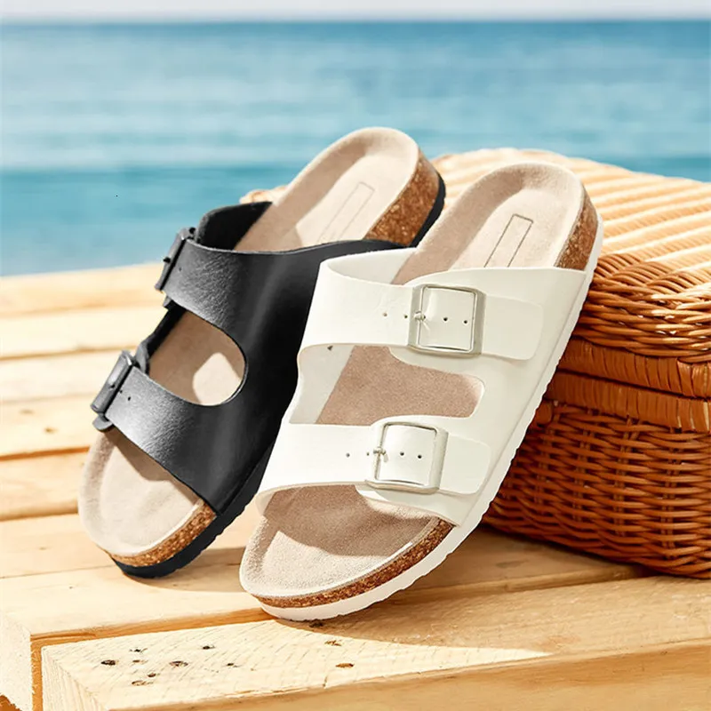 Slippare Cosmagic Summer Beach Cork Slippers Casual Double Buckle Non-Slip Cogs Glides Women glid på Flip Flop Shoe 230520