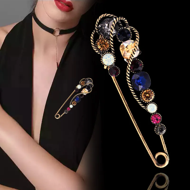 LEEKER simplement Gary bleu cristal broche femmes broche bijoux Grade Zircon broche pour femmes rétro trombone accessoires cadeaux LK2