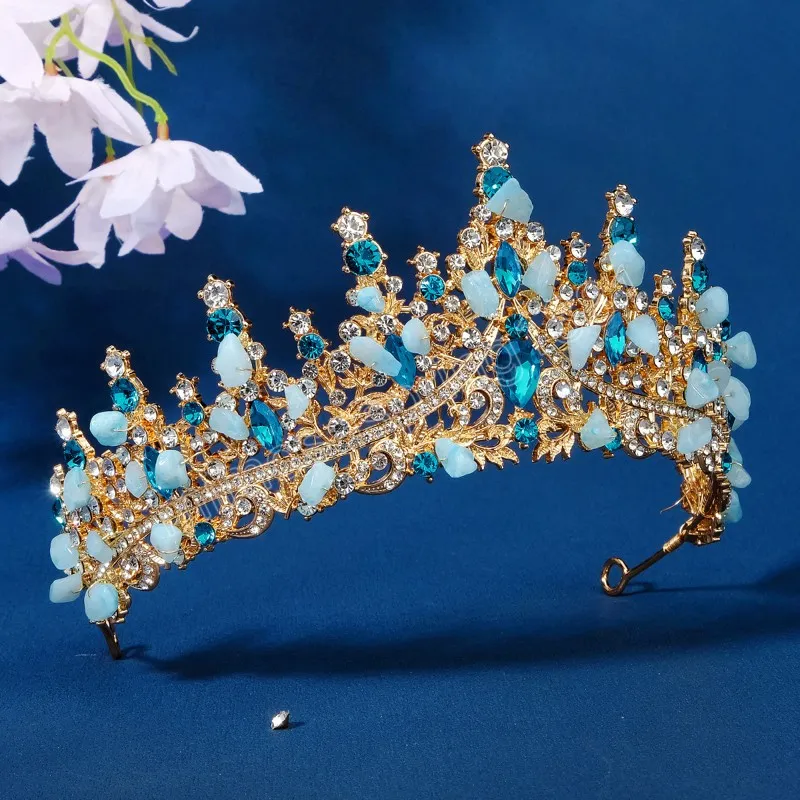 Roze gouden kleur kristal bruid tiara mode koningin voor bruiloft kroon kopstuk haar sieraden accessoires