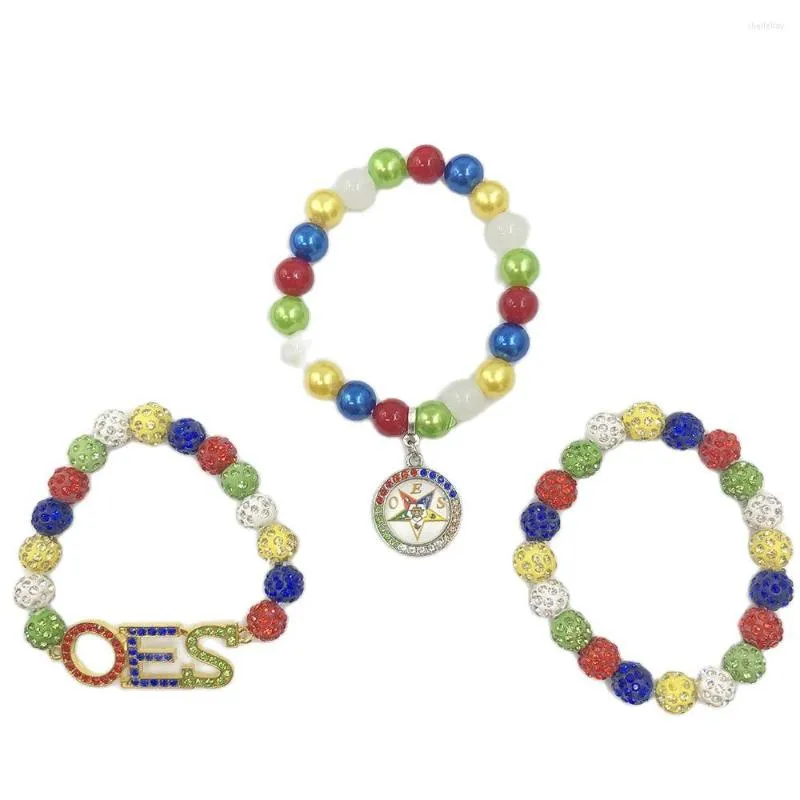 Three-Layer Masonic Bracelet, Cubic Zirconia Eastern Star OES Charm Pendant  Beads for Women - Main Image