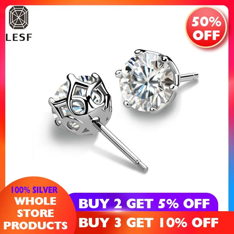 Stud LESF Moissanite Diamond Earrings Round 925 Sterling Silver 1 CT Women Cute Romantic Anniversarv Gift