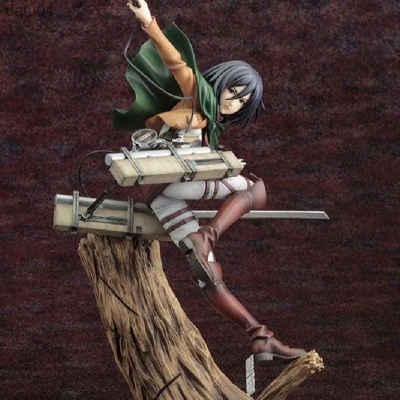 Anime Manga 28cm Anime Attack on Titan Figure ARTFX Mikasa Ackerman Manga Statue PVC Action Figurine Collectible Model Toys Gift Garage Kits L230522