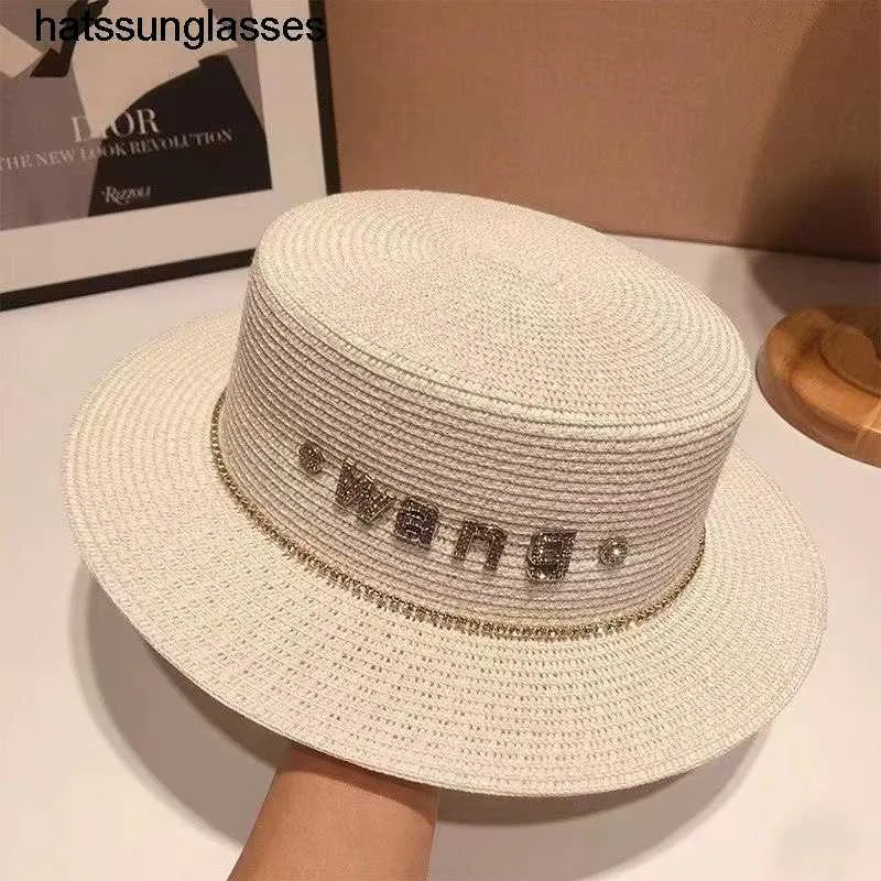 Chapéus feminino verão 2023 nova moda letra letra de palha chapéu de palha top top elegante chapéu de sol feminina proteção solar