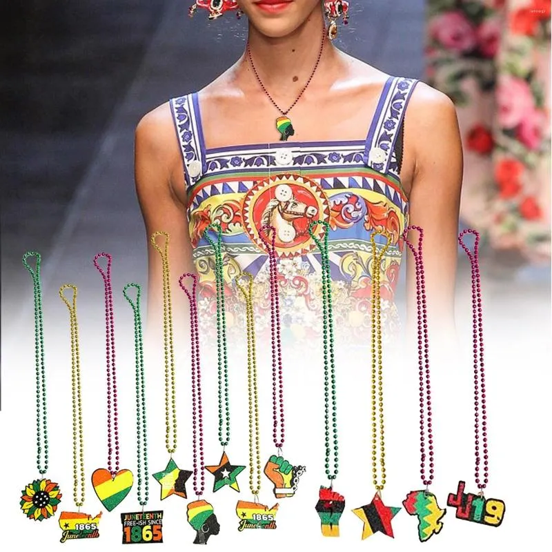 Ketten Black History Festival Junes African Independence Day Halskette Party Perlenschmuck Anhänger für Mütter