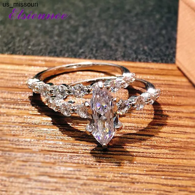 Marquise Simulated Moissanite Sterling Silver Engagement Ring_voghion.com