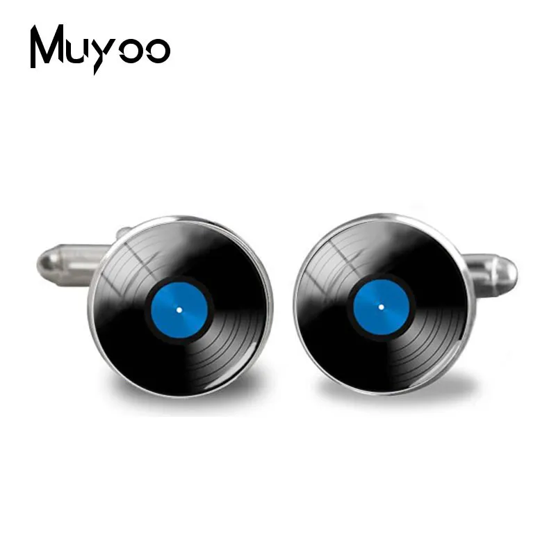 2018 Ny Vinyl Record Round Cufflink Classic CD Record roll Photo Cuff Link Glass Dome Jewelry Vintage Shirt Mufflinks