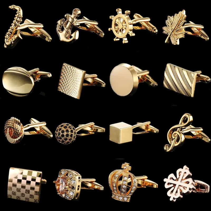 Summer new high quality brass plated 18K Gold luxury gold Cufflinks classic style fashion men's French shirt cufflink man gift
