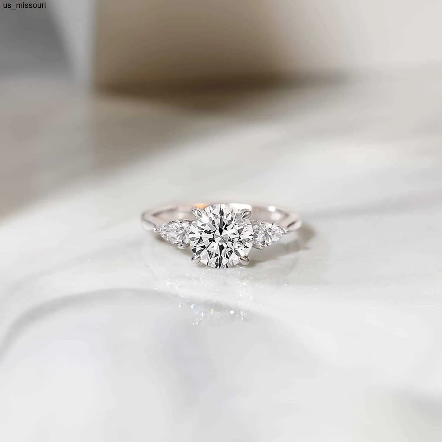 Trumium Silberring Mit Diamant Verlobungsring Klassisch Rund_voghion.com
