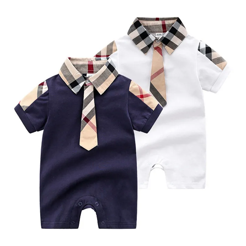 vêtements de créateurs pour enfants filles garçons à manches courtes barboteuse à carreaux 100% coton vêtements pour bébés pour enfants bébé bébé fille garçon vêtements
