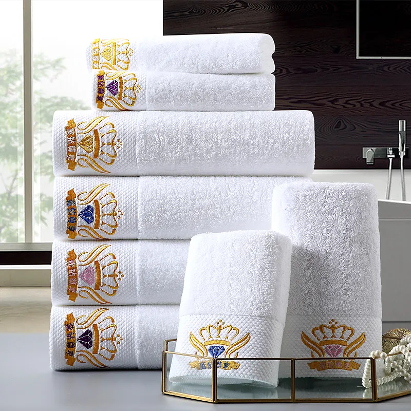 Crown Diamond White Cotton Большое полотенце для ванны отель Spa Club Sauna Beauty Salon Бесплатная вышивательная вышивка красивая логотип его название