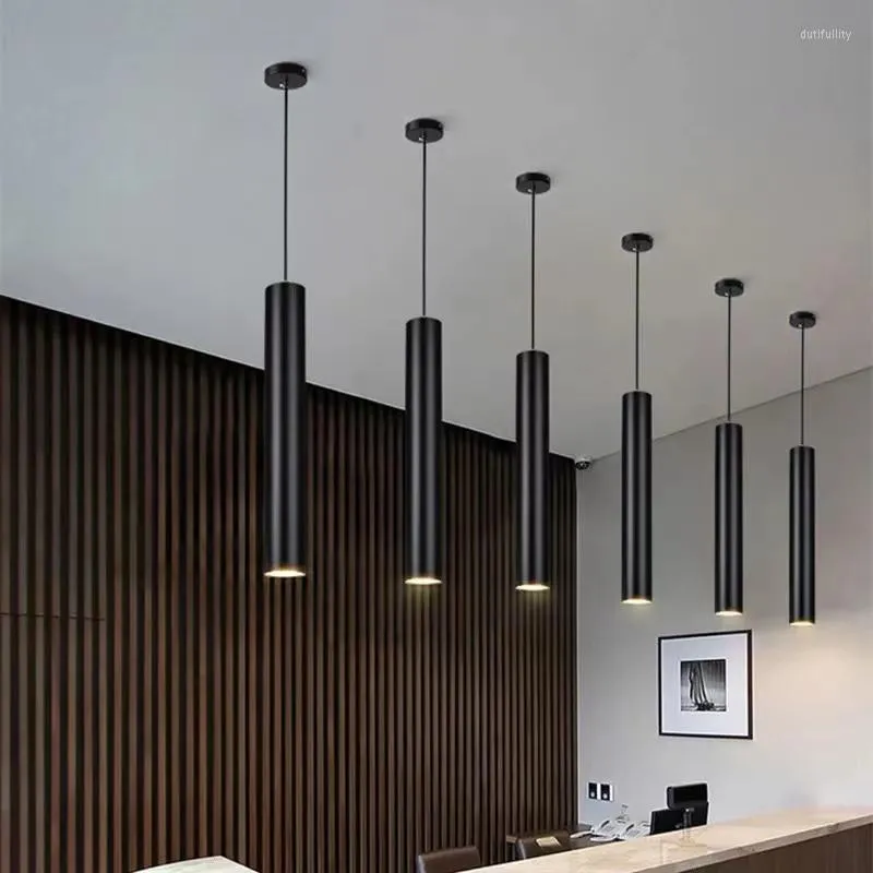 Lampes suspendues lampe à Led moderne Long Tube îlot de cuisine salle à manger boutique Bar comptoir décoration cylindre tuyau lumières