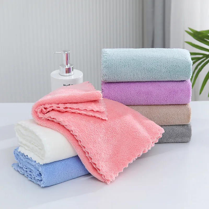 Asciugamano rifinito in pile di corallo asciugamano viso semplice pulire auto forte regalo assorbente per la casa