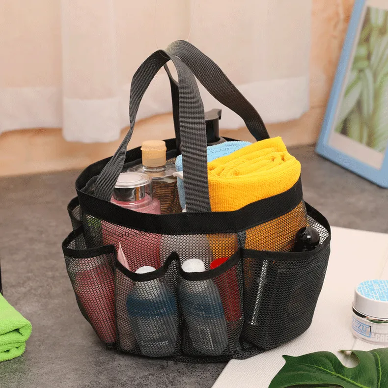 Sacs de rangement Mesh Shower Caddy Sac fourre-tout à séchage rapide Oxford Organisateur de toilette et de bain suspendu avec 8 compartiments Vente en gros GG