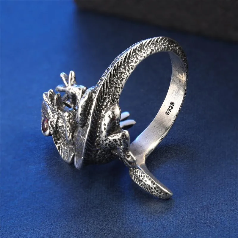 Rings V.YA Cool Animal Lizard Ring For Men Punk Adjustable Open