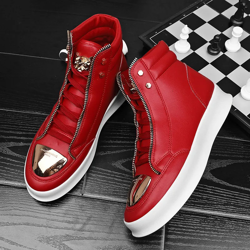 Mens red high top sneakers top
